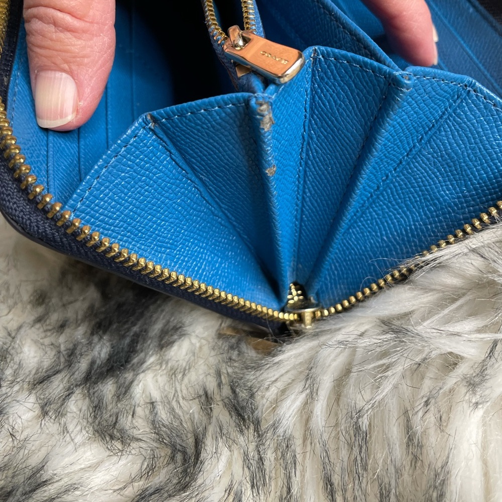 Coach Color Block Accordion Zip Wallet In Blue - image 7